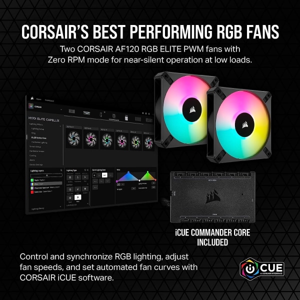 Corsair iCUE H100i Elite Capellix XT Black Liquid CPU Cooler OUT Svart