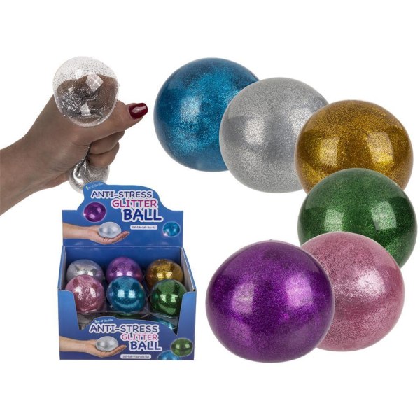 3-Pack Stress Squeeze Glitter Ball Fidget Toy 7cm Multicolor