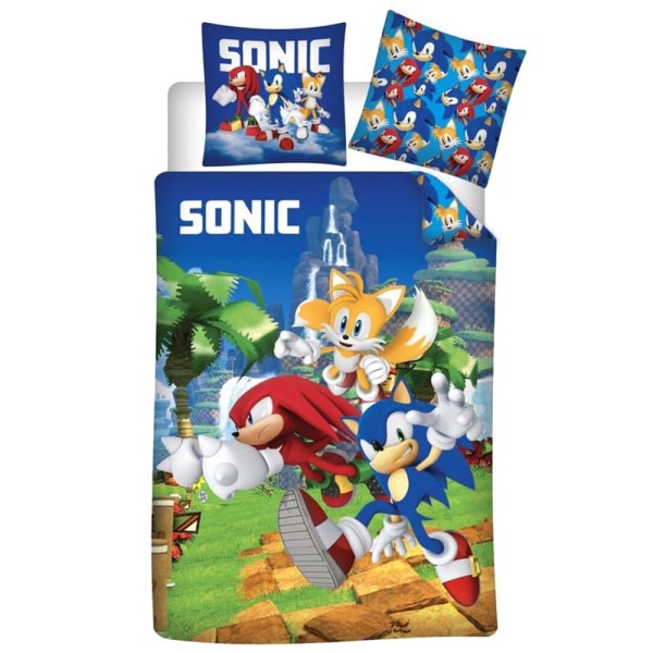 Sonic The Hedgehog Running dynebetræk Sengesæt Vendbar 140x200+6 Multicolor