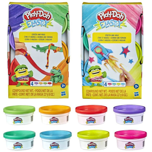 6-Pack 24st Play-Doh Elastix Compound of Bright Colors Leklera L Multicolor