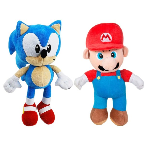 2-Pack Sonic The Hedgehog & Super Mario Gosedjur Plush Mjukisdju multifärg