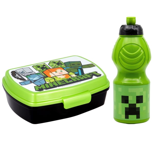 2-Pack Minecraft Creeper Steve Alex Matboks &  Pop-up vannflaske Multicolor