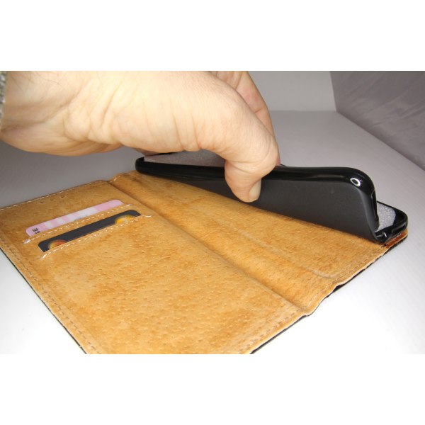 Lommebokveske i ekte lærbok Slim LG K40 LMX420 deksel svart Black