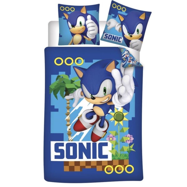 Sonic The Hedgehog Rings dynebetræk Sengesæt Vendbar 140x200+63x Blue