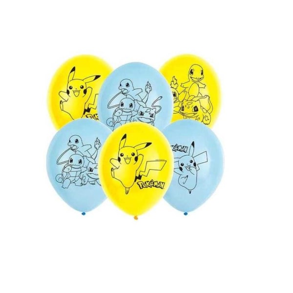 6-Pack Pokemon Pikachu Lateks Ballong 27cm Helium Quality Multicolor one size