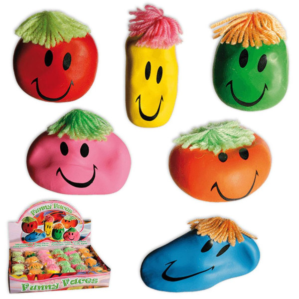 3-Pack Stress Ball Squeeze Emoticon Smiley Funny Face Fidget Toy Multicolor