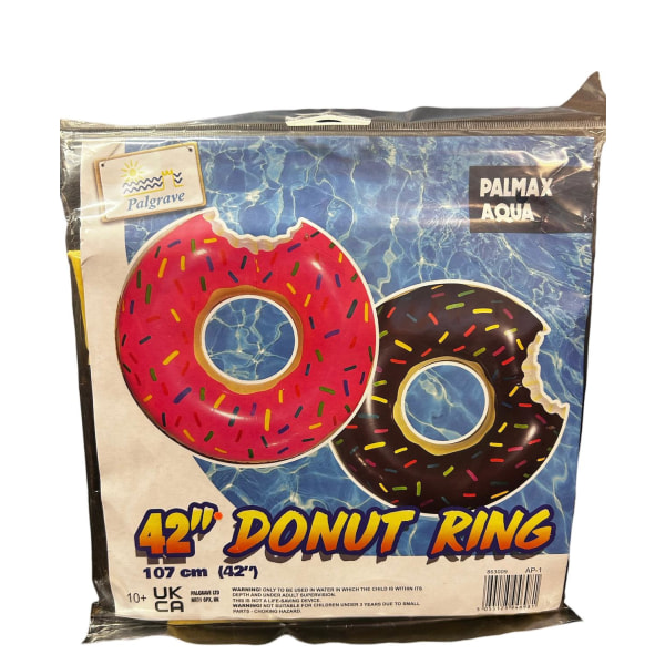 Giant Swim Ring formet som drysset glaseret donut 42"/107cm-Brun Brown