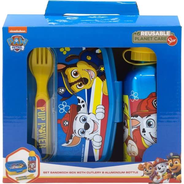 4-Pack Paw Patrol Pup Power Matlåda, Bestick Och Aluminium Vatte multifärg