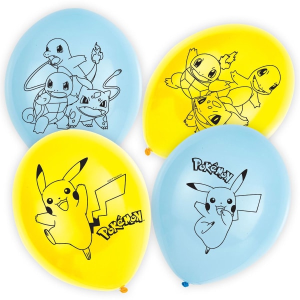 6 Pack Pokemon Pikachu Latex Balloon 27cm Helium Quality Multicolor one size