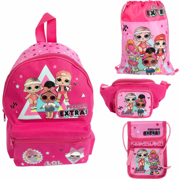 4-Pack L.O.L. Surprise! LOL Bags Set Backpack  Hip bag Gym bag Multicolor one size