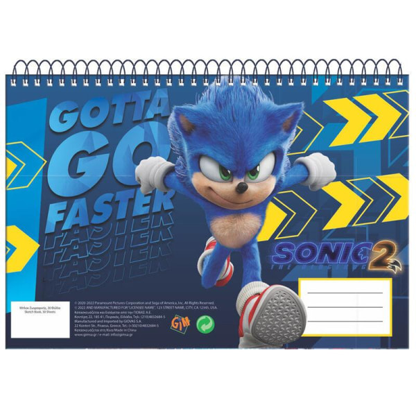 Sonic The Hedgehog Notisbok Papirblokk A4 Med Spiral Multicolor