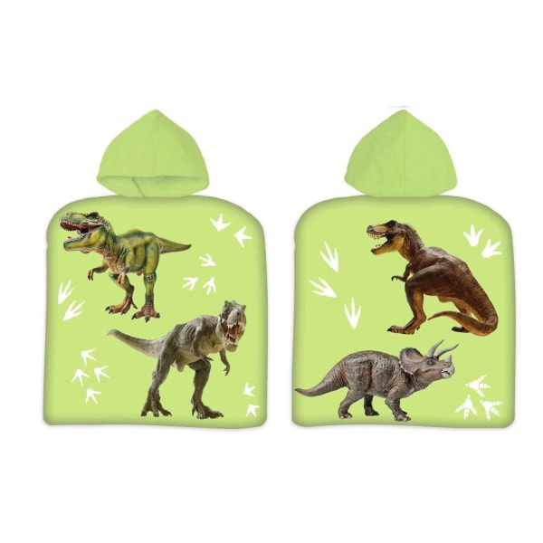 Dinosaur T-Rex Kids dobbeltsidig hettehåndkle Poncho 100x50cm Multicolor