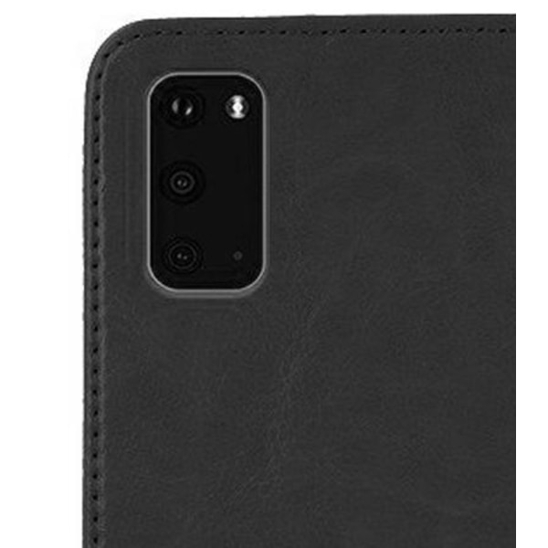 Lommebok -deksel i ekte skinnbok Slim Samsung Galaxy S20 deksel Black
