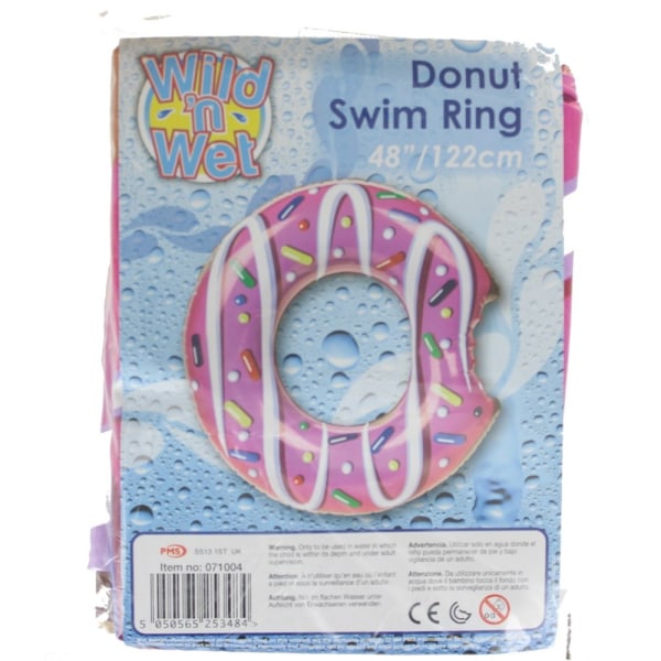 Giant Swim Swim Ring formet som drysset glaseret donut 122cm Pink