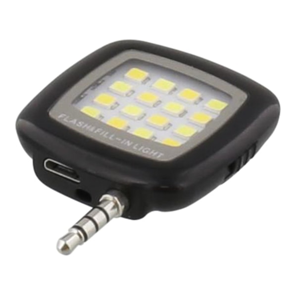 STREETZ Selfie LED-flash til smartphones, 3,5 mm, sort Black