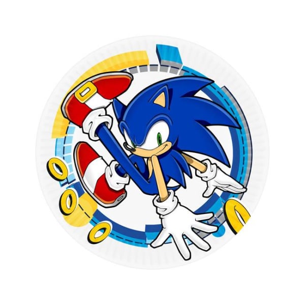 8 pakkauksen Sonic The Hedgehog -paperilautaset 23 cm Multicolor one size