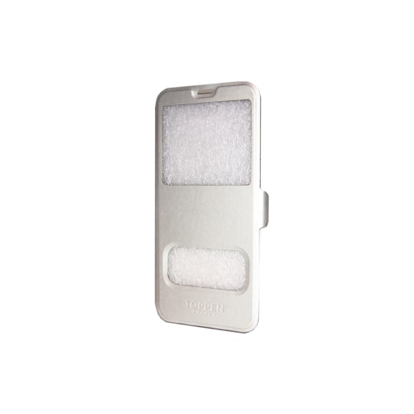 TOPPEN  Dual View Flip Cover Case Samsung Galaxy S8+ Nahkakotelo Silver
