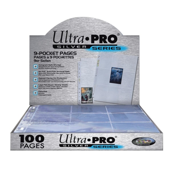 100 pakkauksen Ultra Pro Silver -sarjan sivut 9 tasku Transparent