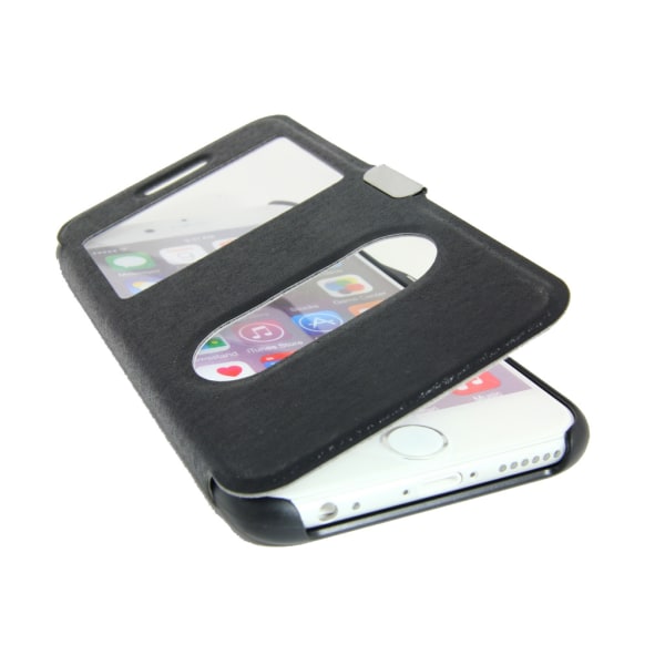 TOPPEN 2in1 Dual View Flip Cover Case iPhone 6/6S + Skjermbeskyttelse Black