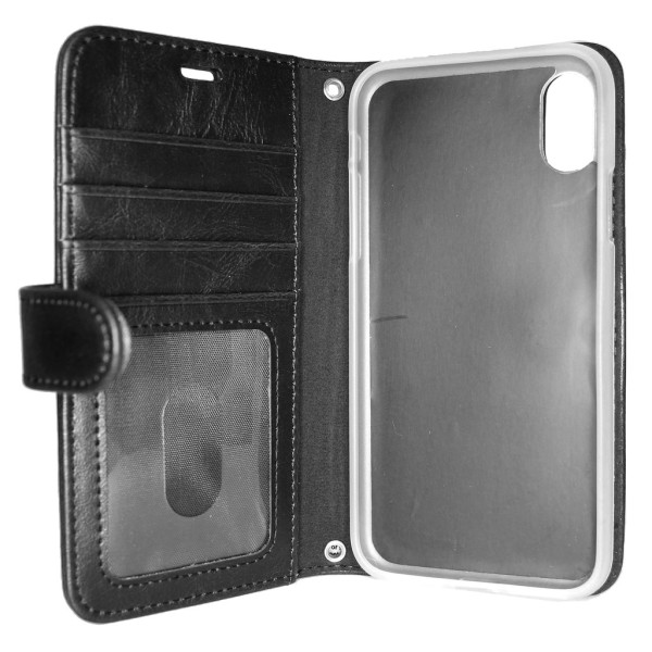 TOP iPhone X / Xs tegnebog med ID-lommebog taske / omslag Black