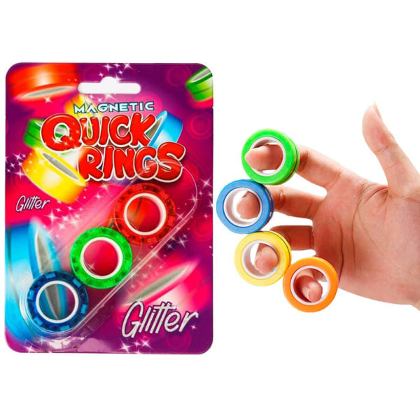 3-Pack Magnetic Quick Rings Glitter Stress Stressringar Multicolor