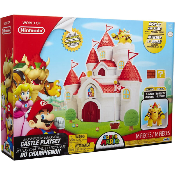 Super Mario Deluxe Mushroom Kingdom Castle Playset Med Bowser Fi Multicolor