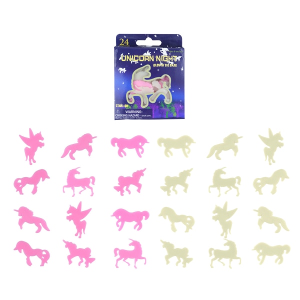 24-pack Unicorn fluorescerende vegg- og takdekorasjon Multicolor