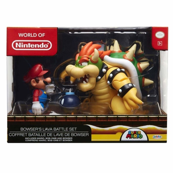 Super Mario 3-Pack Bowser's Lava Battle Set Playset Figure Multicolor