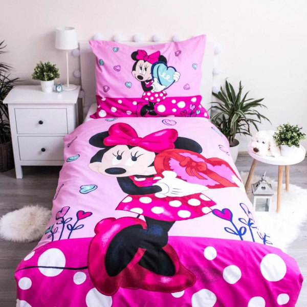 Disney Minnie Mouse Hjerter 03 dynebetræk Sengesæt 140x200+70x90 Pink Pink | 980 Fyndiq