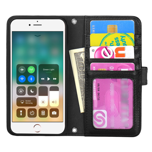 TOP Venstrehåndet tegnebog iPhone 8 Plus / 7 Plus / 6 Plus Sort Black