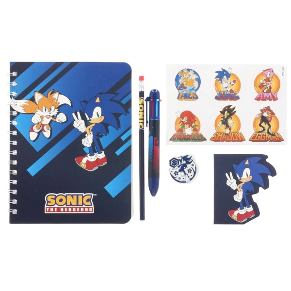 6-Pack Sonic The Hedgehog Skolset Med Klistermärken Pennor Antec multifärg