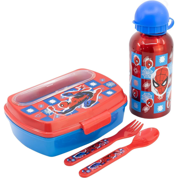 4-Pack Spider-Man Midnight Flyer Spindelmannen Matlåda Och Aluminium Vattenflaska multifärg