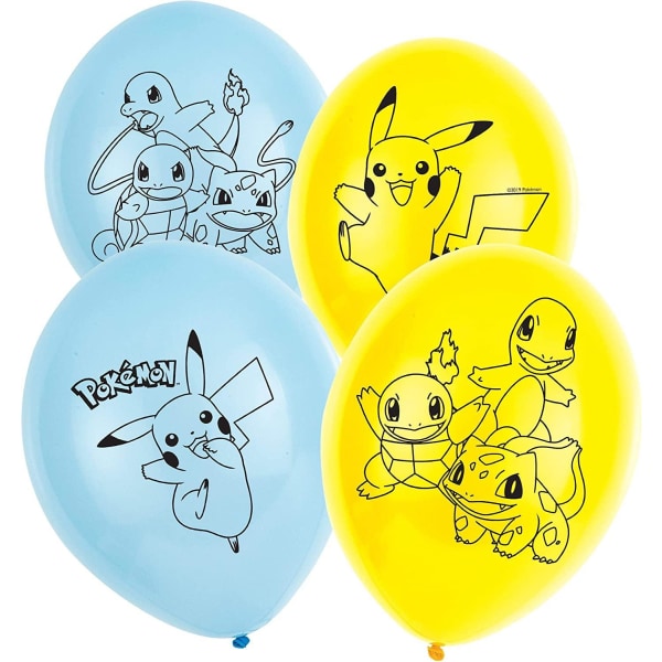 6 Pack Pokemon Pikachu Latex Balloon 27cm Helium Quality Multicolor one size