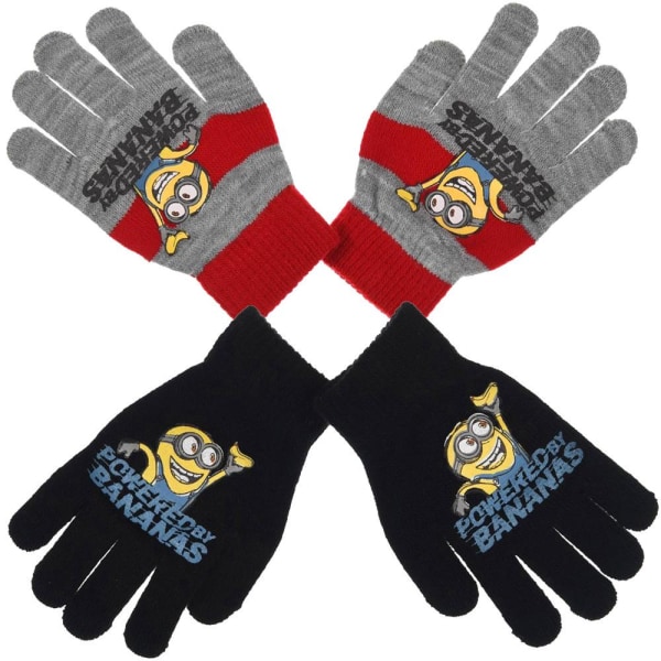 2-Pairs Minions Gloves Lapaset Lasten One Size Black/Red Multicolor one size