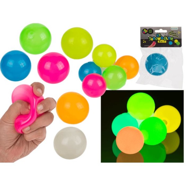 6-pack Stress Relax XL Squeeze Boll Lyser I Mörkret Fidget Toy K multifärg