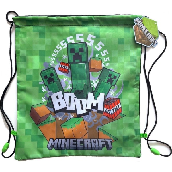 Minecraft Creeper BOOM Gym Pouch Bag Skopose  36cm Multicolor