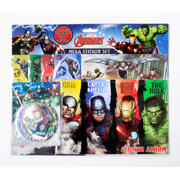 Avengers Mega Sticker Set Glow In The Dark Hulk Iron Man Thor Multicolor