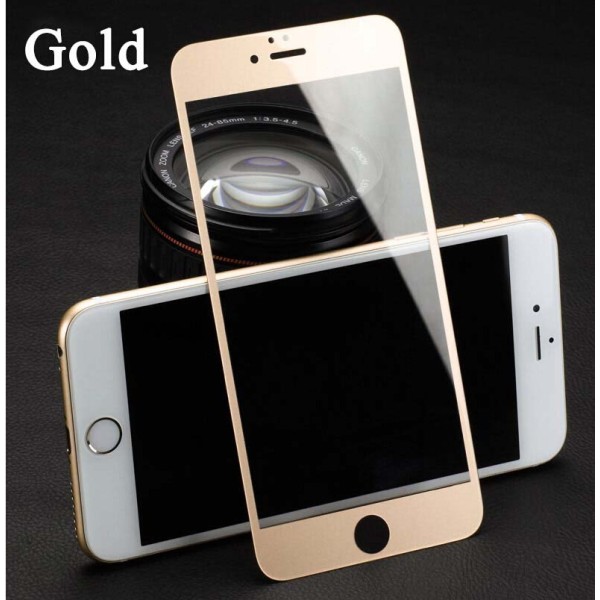 Buet fullskjerm iPhone 6/6S herdet glass skjermbeskytter detaljhandel Gold