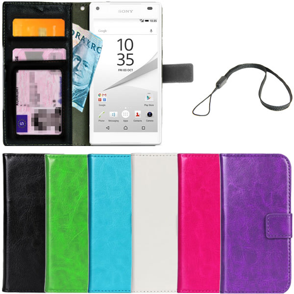 Plånboksfodral Sony Xperia Z5 Compact ID Ficka + Handlovsrem Black