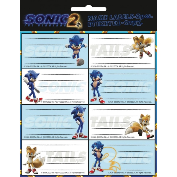Sonic The Hedgehog Navneetikett Adresse etikett Sonic & Tails Multicolor one size