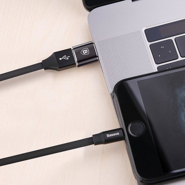 Baseus Adapter USB Hun til USB-A Hann Aluminium SVART Black