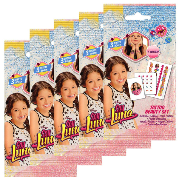 5-Pack Soy Luna Beauty Set Mini Glitter Tattoos Tatoveringer Pink
