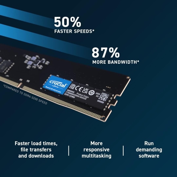 Crucial RAM 32GB DDR5 4800MHz CL40 Desktop Memory OUTLET PRODUCT Svart