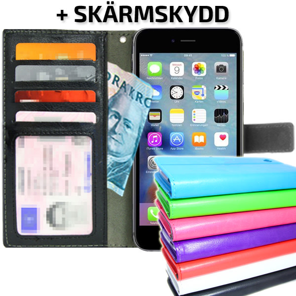 TOP Lommebokveske iPhone 6 PLUS / 6S PLUS ID-lomme + beskyttelse Dark pink