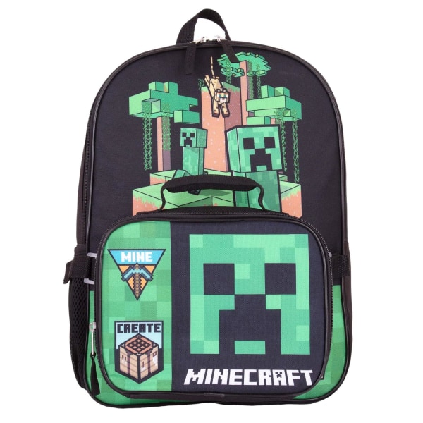 2-Pack Minecraft Create Mine Skoletaske med Madpakke 41cm Multicolor one size