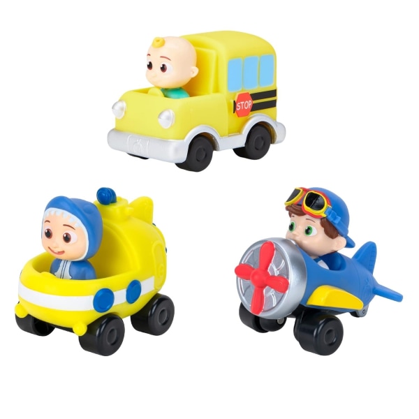 3-Pack CoComelon Little Vehicles Slitesterke Lekebiler i Høy Kvalitet 9cm Multicolor