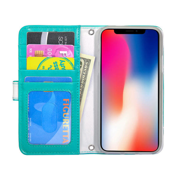 TOPPEN iPhone X/Xs Plånboksfodral Med ID Ficka Wallet Case/Cover Svart