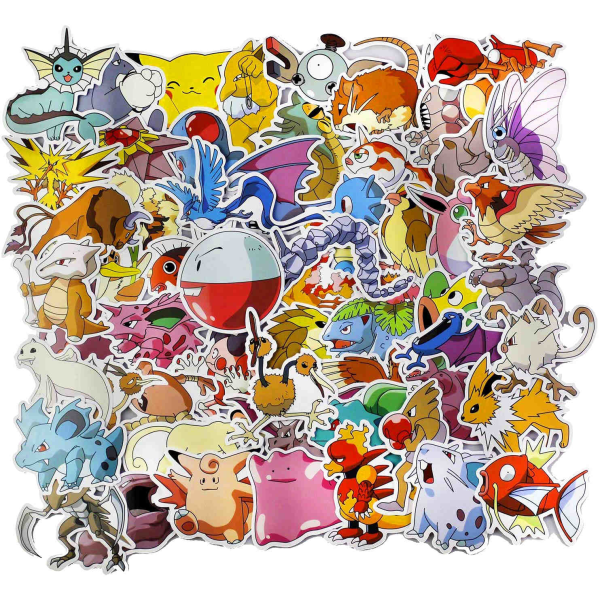 50st Pokemon Gadget Stickers Klistermärken Vinyl Återanvändbara multifärg