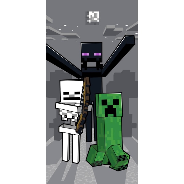 Minecraft Mob Attack Enderman Creeper Skeleton håndklæde 70x140c Multicolor