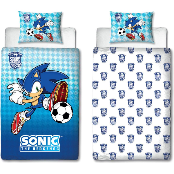 Sonic Check Fodbold sovepose Sengetøj 140x200 + 60x70cm Multicolor
